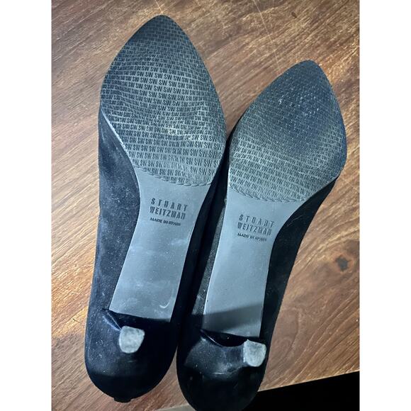 Stuart Weitzman Suede Neoprene Ankle Booties 3.5” Heel Black Slip On Sz 9N - Picture 3 of 9